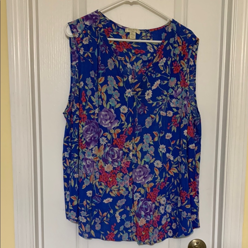 Saint Tropez West Pink and Red Sleeveless Relaxed Blouse